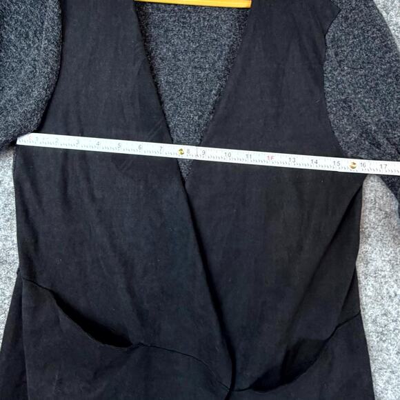 Mododoc Cardigan Sweater Womens Medium Black Gray Stretch Open Front Moto - Picture 4 of 5